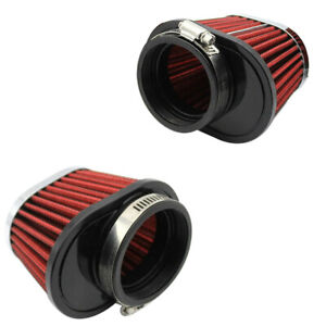 2PCS Red 55mm Round Tapered Universal Air Intake Cone Filter For Truck/Car/SUV