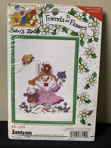 Janlynn Suzy’s Zoo Friends & Flowers Cross Stitch Kit 38-159 Rabbit Flower - Picture 1 of 4