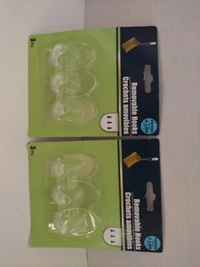 Removable adhesive wall hooks | 3pcs | Clear | 2 in | Holds up to 2 lbs 2 packs - Picture 1 of 3