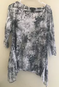 Frazzle Large schwarz weiß Spitze doppellagig asymmetrisch Bluse $ 34,99 mit Schmucksteinen besetzt - Bild 1 von 12