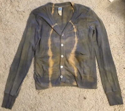 Cárdigan ALTERNATIVE EARTH Azul Gris Tostado Manga Larga Cuello en V Botón Pequeño S 4 Foto 1 de 4