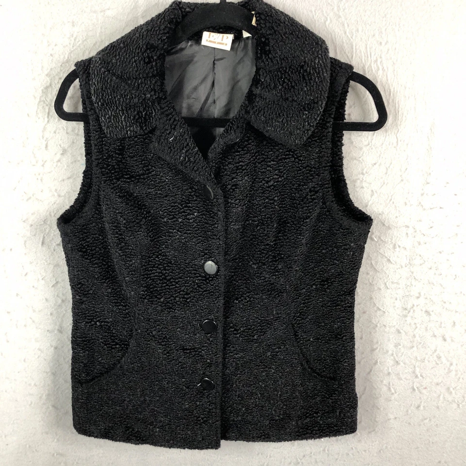 Chaleco EP Pro Mujer Pequeño Negro Tejido Boucle Golf Atlético Golf Bolsillos Foto 1 de 4