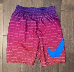 Nike Boys Breaker Purple Pink Orange Ombre Shark Stripe Swim Trunks XS used - Picture 1 of 5