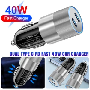Cable Adaptador Cargador Coche Doble Tipo C PD Rápido 40W Para iPhone 15 Pro Max Reino Unido - Imagen 1 de 10