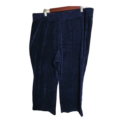 Pantalones Karen Scott para mujer talla 1X Sport terciopelo Capris Intrepid Blue Plus Foto 1 de 4