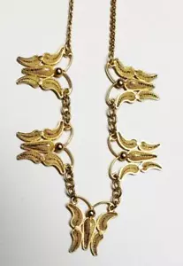 Vintage 750 18K Yellow Gold Filigree Butterfly Necklace Late 20th Century.     - Picture 1 of 4