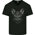 A Cat Face Mens V-Neck Cotton T-Shirt
