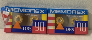 Set of 2 Memorex DBS 90 min Normal Bias Type 1 Audio Cassette Tapes, NEW Sealed - Picture 1 of 6