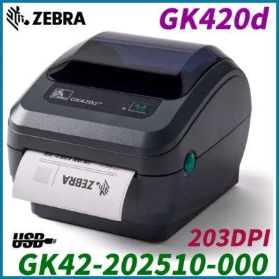 Zebra GK420d Direct Thermal 203dpi Ethernet Port Label Printer GK42-202510-000 - Image 1 of 4