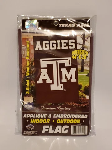 TEXAS A & M AGGIES 2 SIDED BANNER 44" X 28" BANNER NEW STILL IN PACKAGE Cover