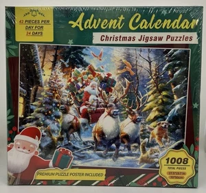 Rompecabezas Calendario de Adviento Bestbase Santa 1008 Piezas Cuenta Regresiva 24 Días ¡NUEVO! - Imagen 1 de 4