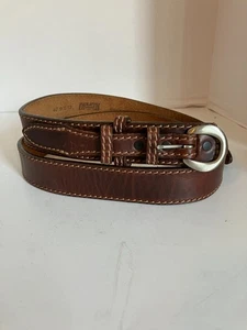 Duluth Gürtel dunkelbraun Leder Messingschnalle Cowboy genäht 90013 Größe 40 - Bild 1 von 14