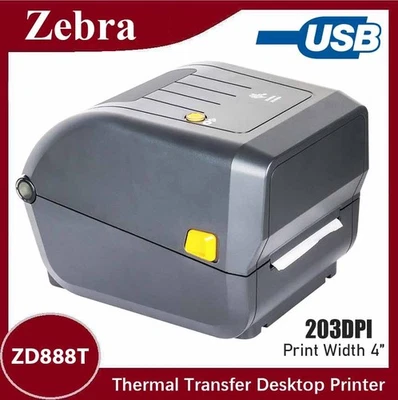 Zebra ZD888T 203DPI Thermal Transfer Label Printer Desktop Width 4-inch USB - Image 1 of 4