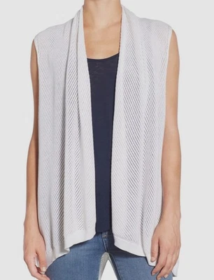 Espléndido Chaleco Suéter Tejido Pointelle Frente Abierto Blanco Para Mujer Talla M Foto 1 de 4