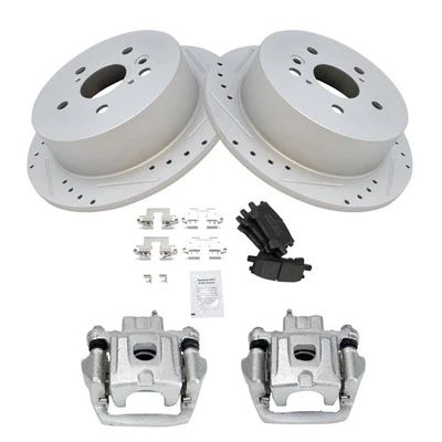 Pinzas de freno traseras pastillas de cerámica y rotores perforados para RX330 350 400h Highlander Foto 1 de 4