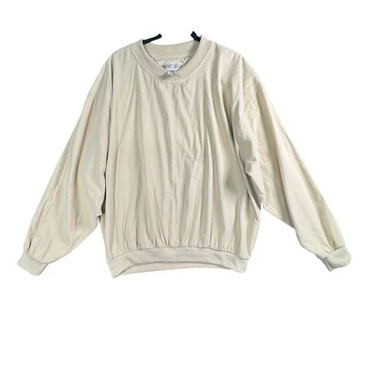VTG Hunt Club Mens L Beige Golf Windbreaker Pullover Old Money 90s Nylon Jacket - Image 1 of 4