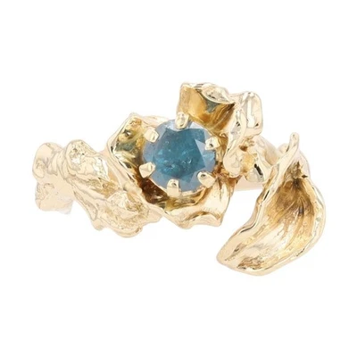 Кольцо из желтого золота 14 карат с одним бриллиантом круглой огранки 0,88 карата размер 7,75 - Изображение 1 из 4