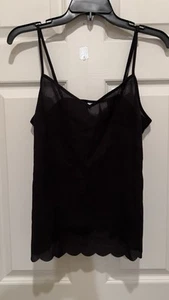 Anthropologie E by Eloise Scallop Hem Cami Black Cami Size Small S - NWT!! - Picture 1 of 2