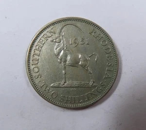 Southern Rhodesia King George VI Large Florin 2 Shillings 1951 UNC VERY SCARCE - Picture 1 of 2