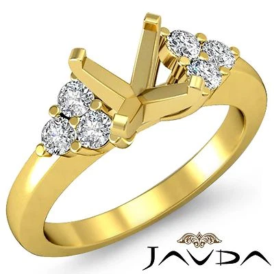 Natural Round Diamond 3 Stone Asscher Mount Engagement Ring 18k Yellow Gold 0.3C - Image 1 of 3