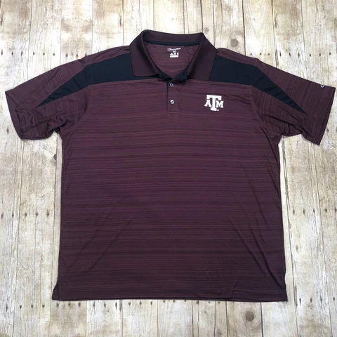 Texas A&M Aggies Polo Shirt Men XXL 2XL Maroon Champion Embroidered Logo Footbal Cover