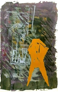 NYC GUERILLA STREET ARTIST BOB DOMBROWSKI Sd M/M STENCILED MODERN ABSTRACT - Picture 1 of 11