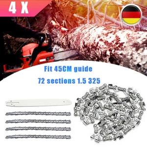 4x Sägekette + Schwert 45cm 325" 72 1,5mm für Makita Motorsäge Kettensäge - Bild 1 von 10