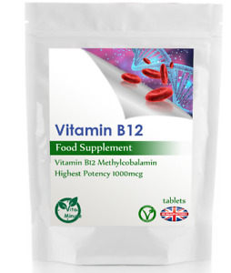 Vitamin B12 1000mcg Vegan Tablets (30/60/90/120/180) Hair Skin Nails Support, UK