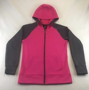 Adidas Girls Size 16 Full Zip Fleece Lined Pink & Gray Hoodie - Picture 1 of 7