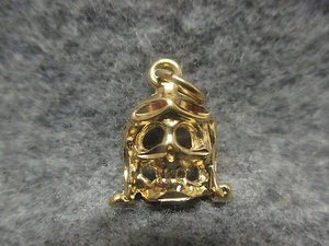 Crâne squelette avec pendentif casque moto motard vélo breloque plaqué or 3/4" - Photo 1/2
