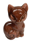 Vintage Signed Ceramic Brown Sitting Cat/ Kitten Figurine, Art Décor, Nice Gift