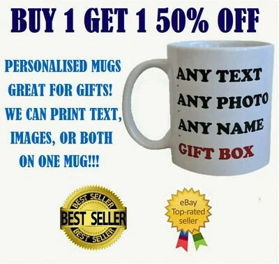 Personalised Mug Photo Custom Cup Name Text Birthday Gift Christmas Leavers - Image 1 of 4