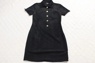 Tommy hilgger Mujer Talla 2 Negro Botón Gamuza Camisa Vestido Foto 1 de 4