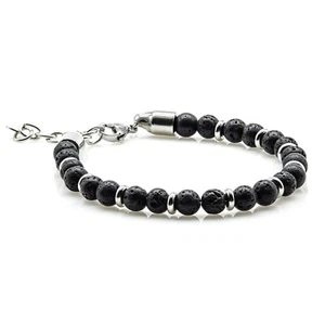 Lava Armband Bracelet Perlenarmband 6mm Karabiner Edelstahl Damen Herren - Bild 1 von 2