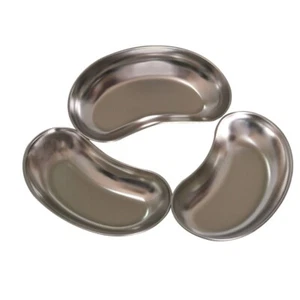 3 PIEZAS Bandeja para riñón reutilizable de acero inoxidable lavabo dental en forma curva - Imagen 1 de 12
