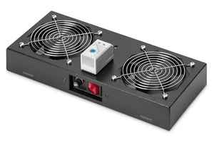 Unité de ventilateur de toit pour armoire réseau - 2 ventilateurs - interrupteur - thermostat - noir - Photo 1/5