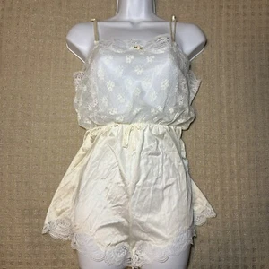 NUEVO SIN ETIQUETAS Lorraine De Colección Marfil Nylon y Encaje Peluche Lencería Mameluco Hecho en EE. UU. Talla MED - Imagen 1 de 5