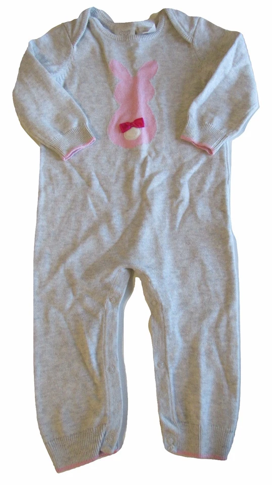 Suéter tejido Koala niños conejito niñas dormir una pieza 6-9 meses gris rosa Foto 1 de 1