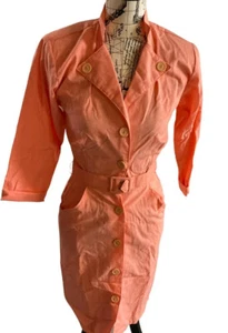 Stefano select forces vintage peach womens button Shoulder Pads dress 5/6 - Picture 1 of 4