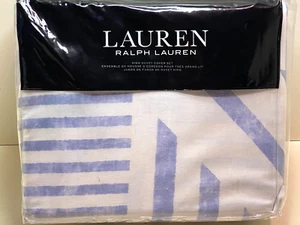 Lauren Ralph Lauren Bennett Geometric 3pc KING Duvet Cover Set Blue Corn Flower - Picture 1 of 4