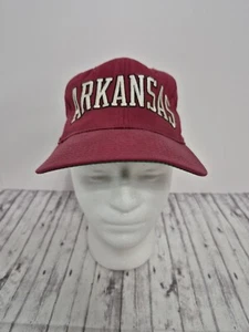 Vintage Arkansas Razorbacks Snapback Hat Spellout Starter Red - Picture 1 of 5