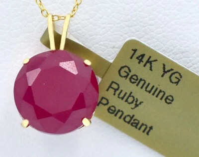 COLGANTE RUBÍ GENUINO 4,75 quilates oro 14k - hecho en ee. uu. - Servicio de tasación gratuito Foto 1 de 4