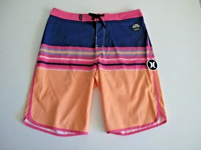 Hurley Boys 20/30 Orange Pulse Pink Blue Surf Board Shorts Beach 2 Way Stretch  - Image 1 of 3