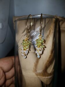 Peridot & Rainbow moonstone Semi precious gemstone Earrings jewelry Gift y45