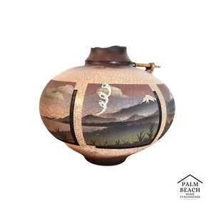 Jarrón de cerámica Ken Jensen 1980 Raku recipiente firmado - Imagen 1 de 11