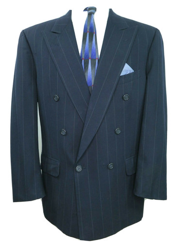 Giacca blazer Burberry Prorsum uomo lana blu scuro a righe cappotto sportivo 43 R USA