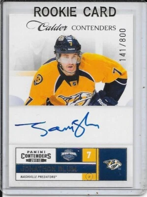 2011-12 Panini Contenders Jonathon Blum Rookie Auto # 229 #d/800 - Image 1 of 2