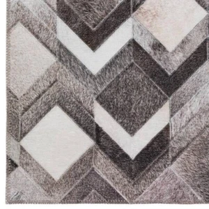 Leather Rugs Dark Gray Natural Brown Design Patch Work Style Living 4X6,5X8,6X9 - Picture 1 of 6