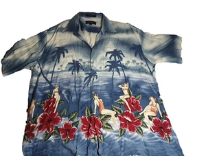 Croft & Barrow Hawaiihemd Herren XL Hula Mädchen Blumen Aloha Strand Freizeit Vintage - Bild 1 von 8