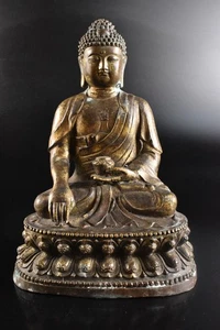 U7668: XF Japanese Copper BUDDHIST STATUE sculpture Ornament Buddhist art - Picture 1 of 9